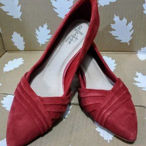 Collections by Clarks Linvale Grand Red Suede Pump Pointed 6.5 ~ New without Box